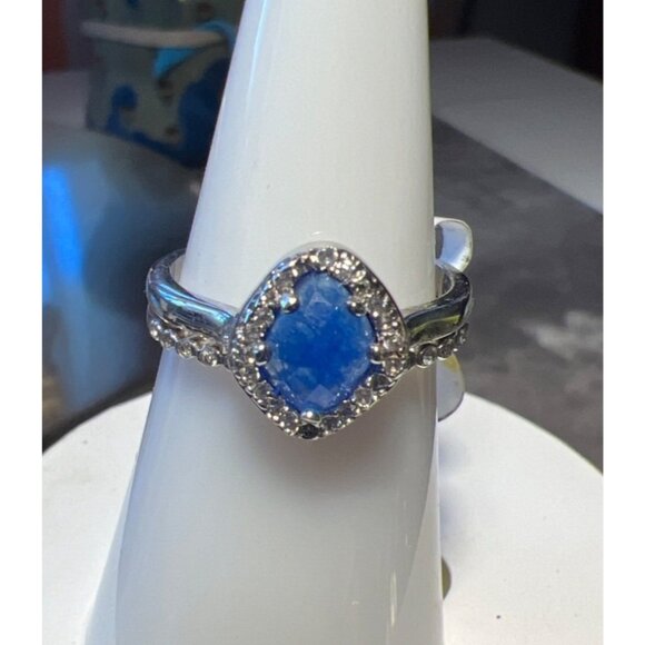 Ring Bomb Party Ring , size 7, blue stone ring silver band - Picture 5 of 5